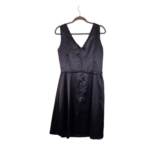 Pinup V-Neck Polka Dot Sleeveless Dress With Ruffle Trim & Waist Tie Size 12 - Picture 6 of 10